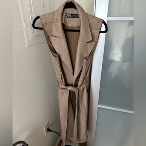 Suede trench vest